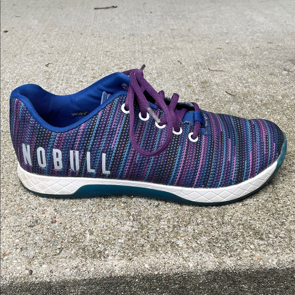 NOBULL Women's Striped Purple and Teal trainers